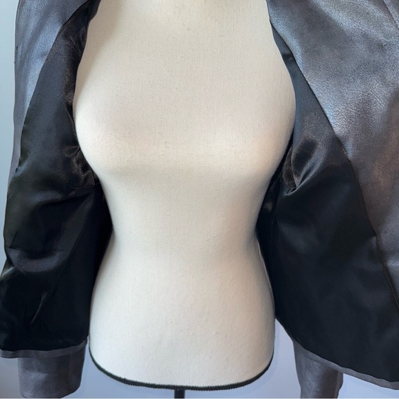 Chico's Women’s dark grey shimmery Button up Blazer Tailored Fit size 0 US small - Picture 5 of 7